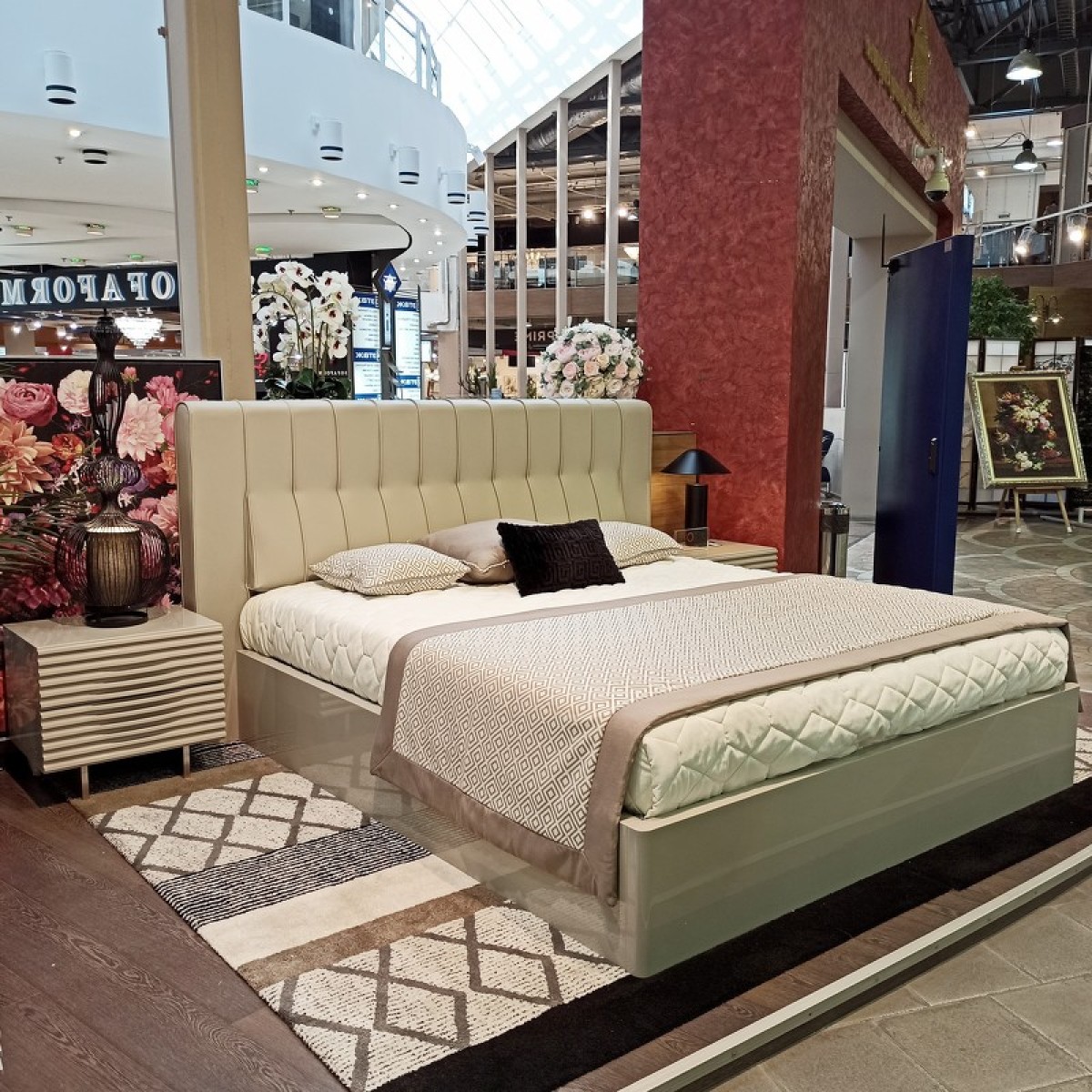 Кровать с подъемным механизмом VIGO, MOD INTERIORS (серый, бежевый, арт. MDI.BD.VC.2)