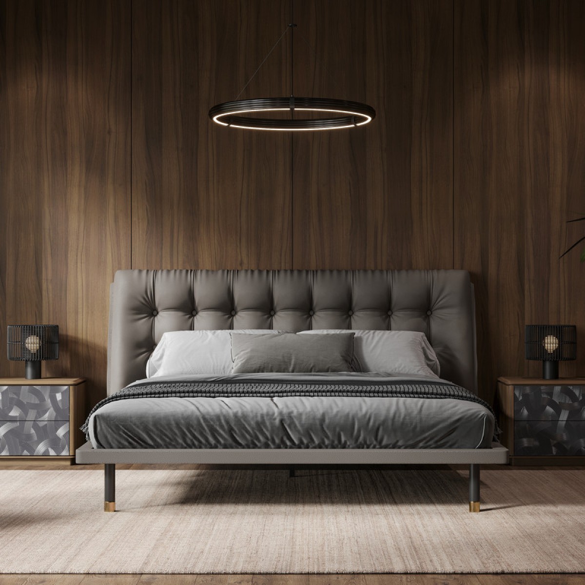 Кровать с решеткой ALTEA, MOD INTERIORS (чёрный, золотой, арт. MDI.BD.ALT.2)