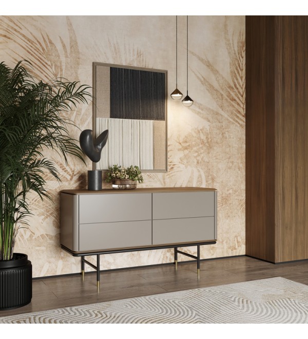 Комод ALTEA, MOD INTERIORS (бежевый, чёрный, золотой, дерево)