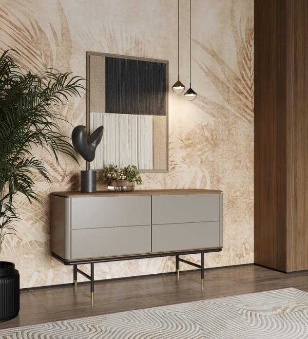 Комод ALTEA, MOD INTERIORS (бежевый, чёрный, золотой, дерево)