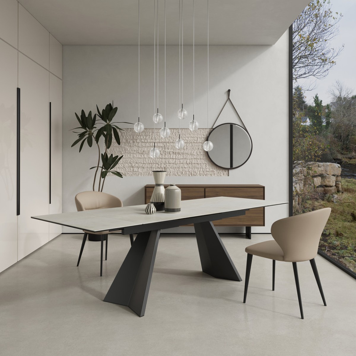 Обеденный стол раздвижной TOLEDO, MOD INTERIORS (чёрный, серебристый, арт. MDI.DT.TOL.14)