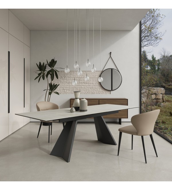 Обеденный стол раздвижной TOLEDO, MOD INTERIORS (чёрный, серебристый, арт. MDI.DT.TOL.14)