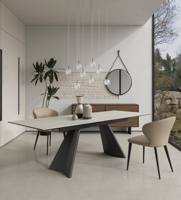 Обеденный стол раздвижной TOLEDO, MOD INTERIORS (чёрный, серебристый, арт. MDI.DT.TOL.14)
