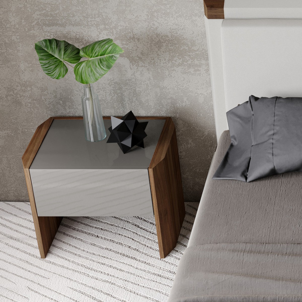 Прикроватная тумбочка AVILA, MOD INTERIORS (серый, дерево, арт. MDI.BST.AV.6)