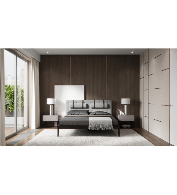 Прикроватная тумбочка MARBELLA, MOD INTERIORS (серый, бежевый, дерево)