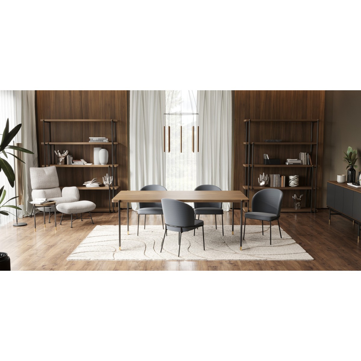 Буфет ALTEA, MOD INTERIORS (серый, чёрный, дерево)