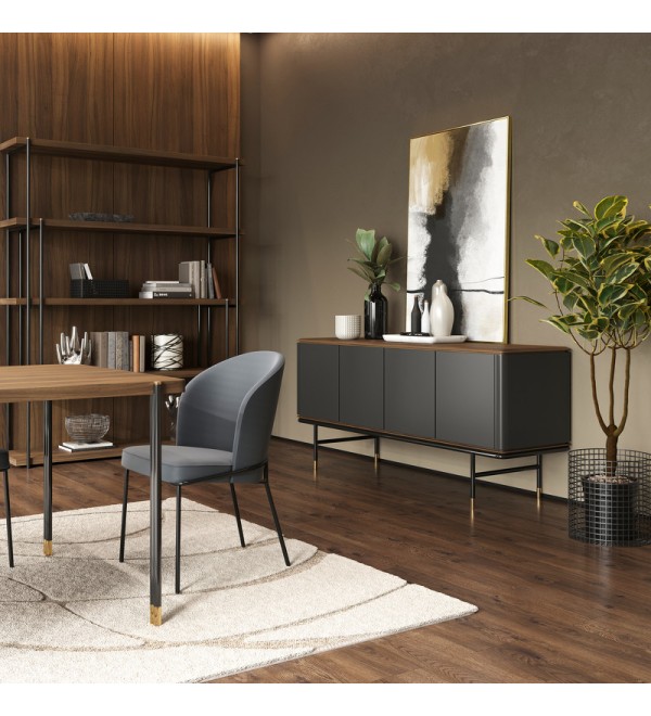 Буфет ALTEA, MOD INTERIORS (серый, чёрный, дерево)