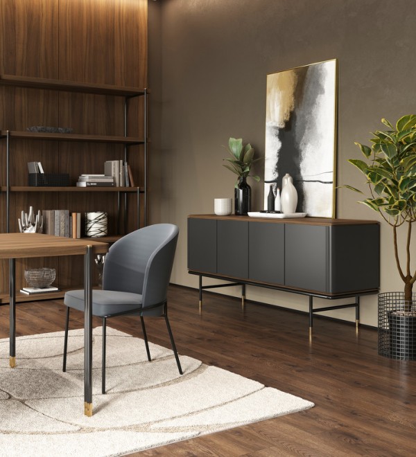 Буфет ALTEA, MOD INTERIORS (серый, чёрный, дерево)