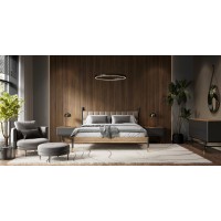 Прикроватная тумбочка ALTEA, MOD INTERIORS (серый, чёрный, золотой, дерево)