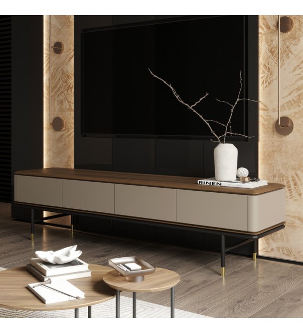 Тумба под TV ALTEA, MOD INTERIORS (бежевый, чёрный, золотой, дерево)
