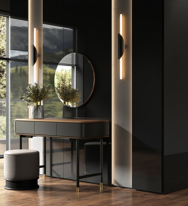Туалетный столик ALTEA, MOD INTERIORS (серый, чёрный, золотой, дерево)