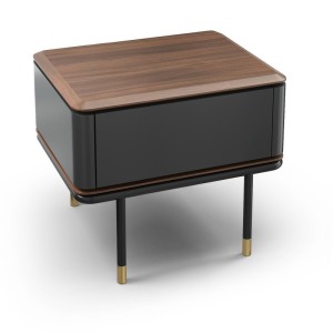 Прикроватная тумбочка ALTEA, MOD INTERIORS (серый, чёрный, золотой, дерево, арт. MDI.BST.ALT.35)