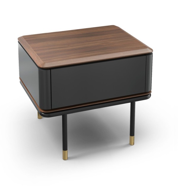 Прикроватная тумбочка ALTEA, MOD INTERIORS (серый, чёрный, золотой, дерево, арт. MDI.BST.ALT.35)