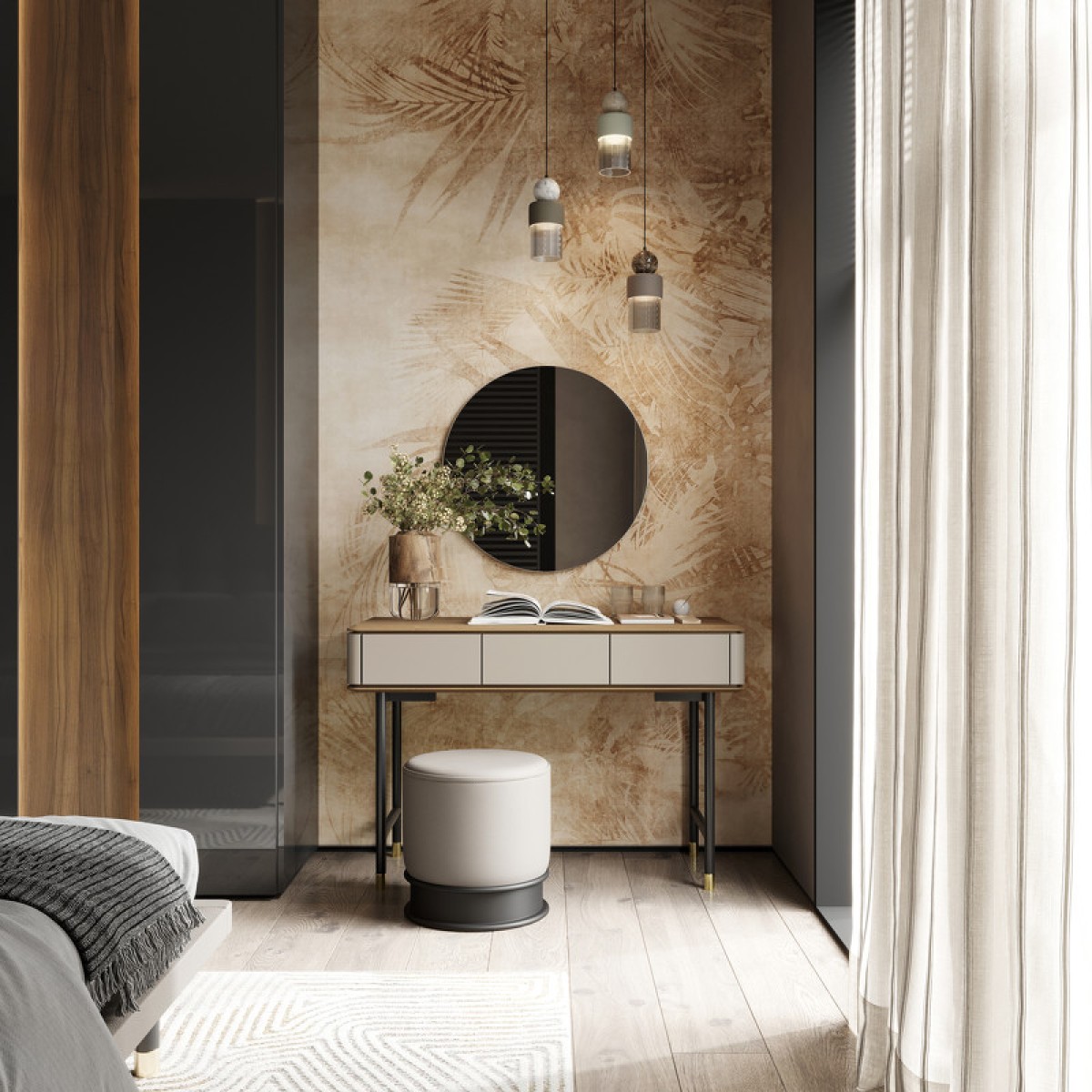 Туалетный столик ALTEA, MOD INTERIORS (бежевый, чёрный, золотой, дерево)
