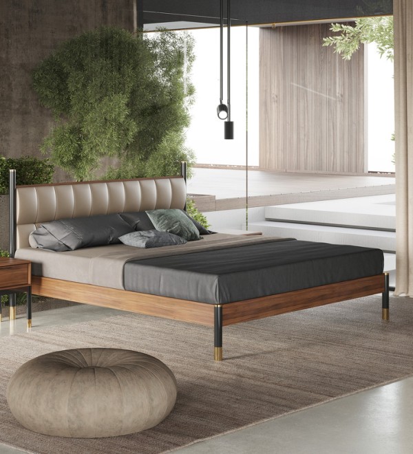 Кровать с решеткой BENISSA, MOD INTERIORS (чёрный, золотой, дерево)