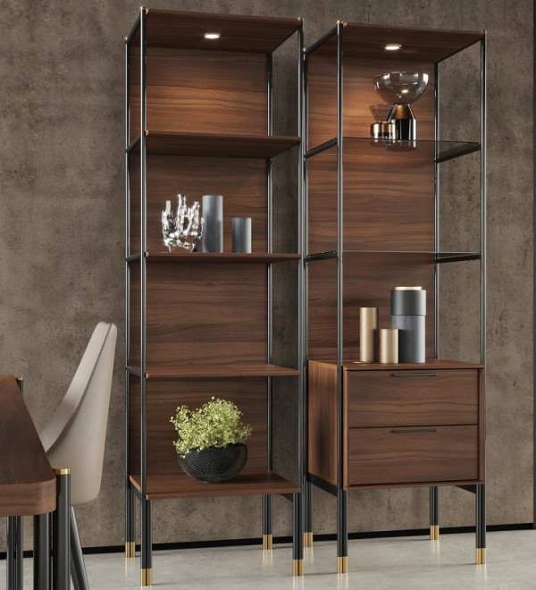 Витрина BENISSA, MOD INTERIORS (чёрный, золотой, дерево)