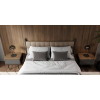 Прикроватная тумбочка ALTEA, MOD INTERIORS (серый, чёрный, золотой, дерево)