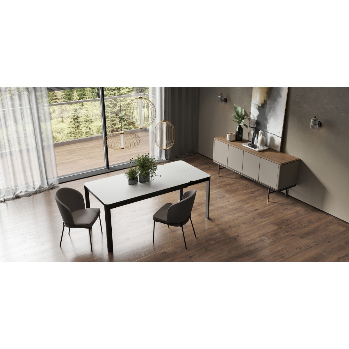 Буфет ALTEA, MOD INTERIORS (бежевый, чёрный, золотой, дерево)