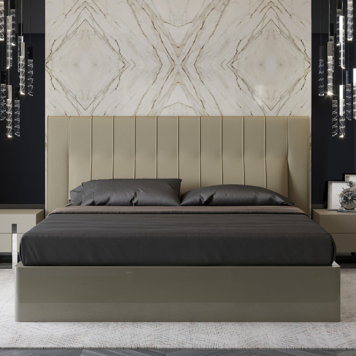 Кровать с подъемным механизмом VIGO, MOD INTERIORS (серый, бежевый, арт. MDI.BD.VC.2)