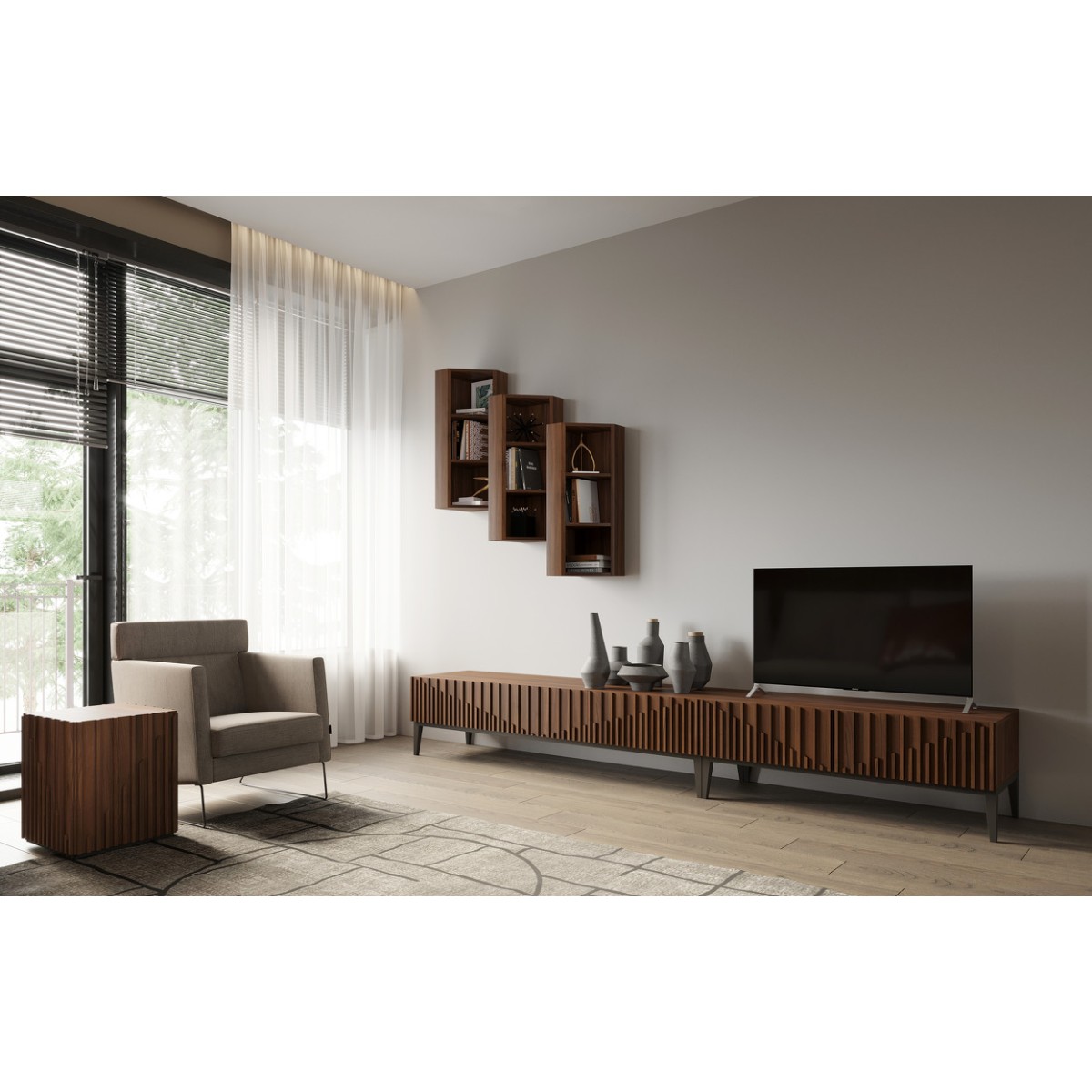 Тумба под TV MENORCA, MOD INTERIORS (серый, дерево, арт. MDI.TV.MN.44)