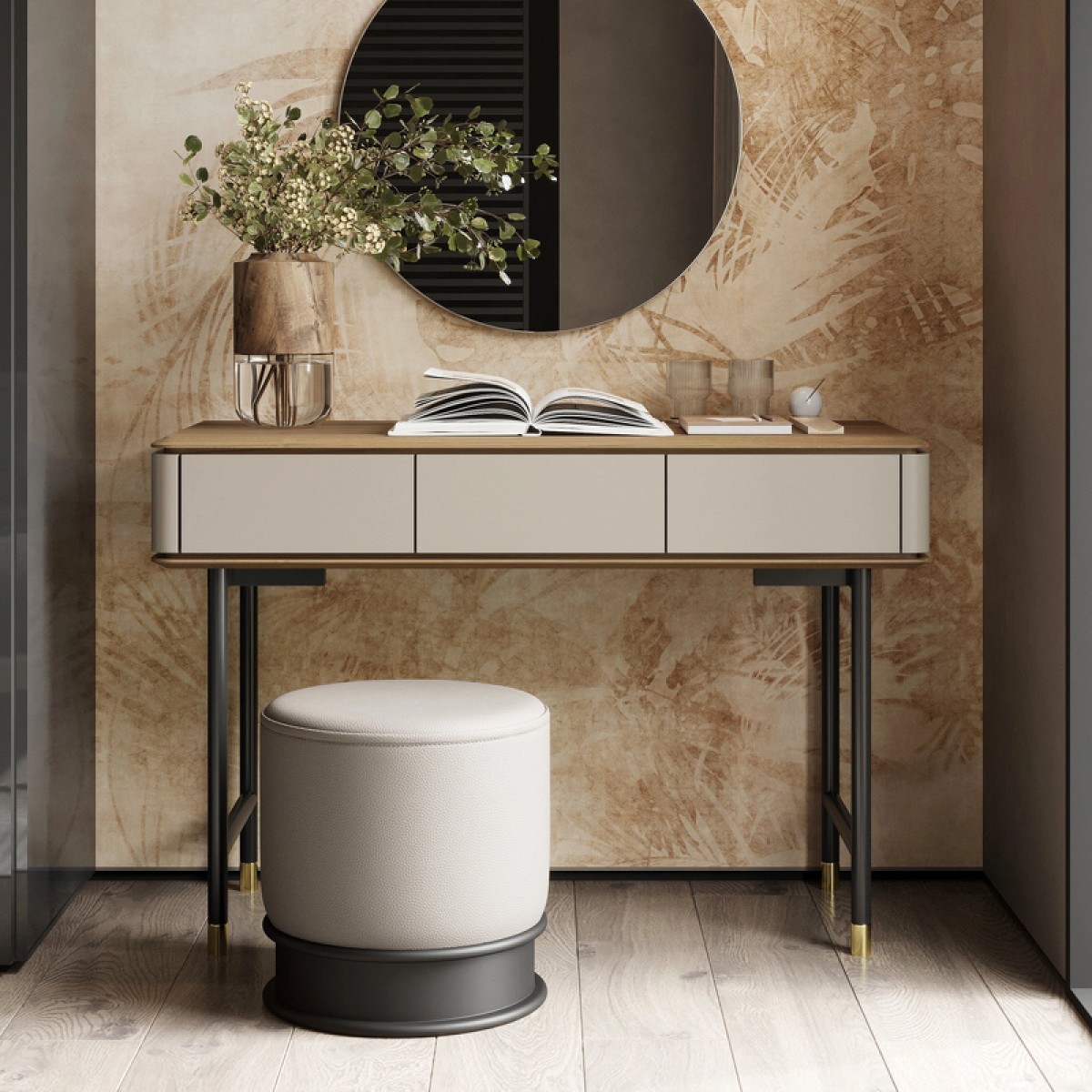 Туалетный столик ALTEA, MOD INTERIORS (бежевый, чёрный, золотой, дерево)