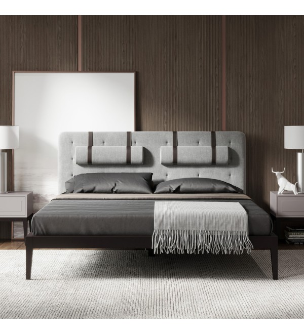 Кровать с решеткой MARBELLA, MOD INTERIORS (серый, дерево)