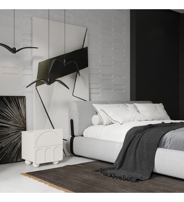Прикроватная тумбочка WABI SABI, MOD INTERIORS (белый, бежевый, арт. MDI.BST.WS.30)