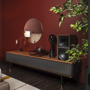 Тумба под TV ALTEA, MOD INTERIORS (серый, чёрный, дерево)