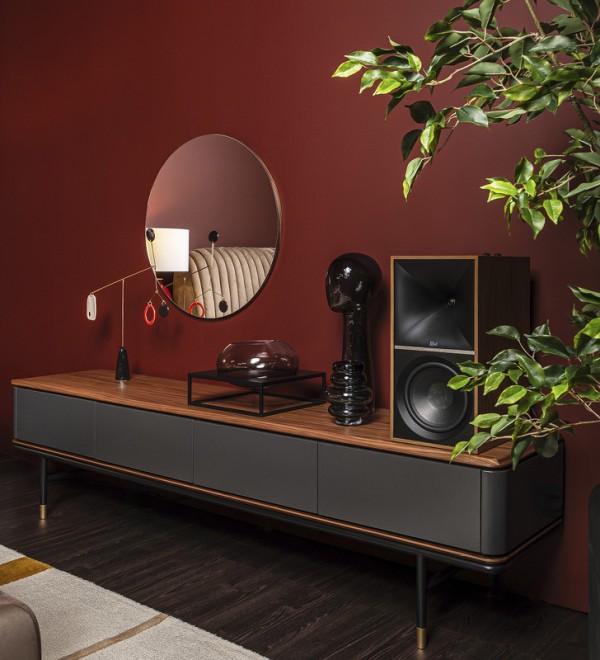 Тумба под TV ALTEA, MOD INTERIORS (серый, чёрный, дерево)