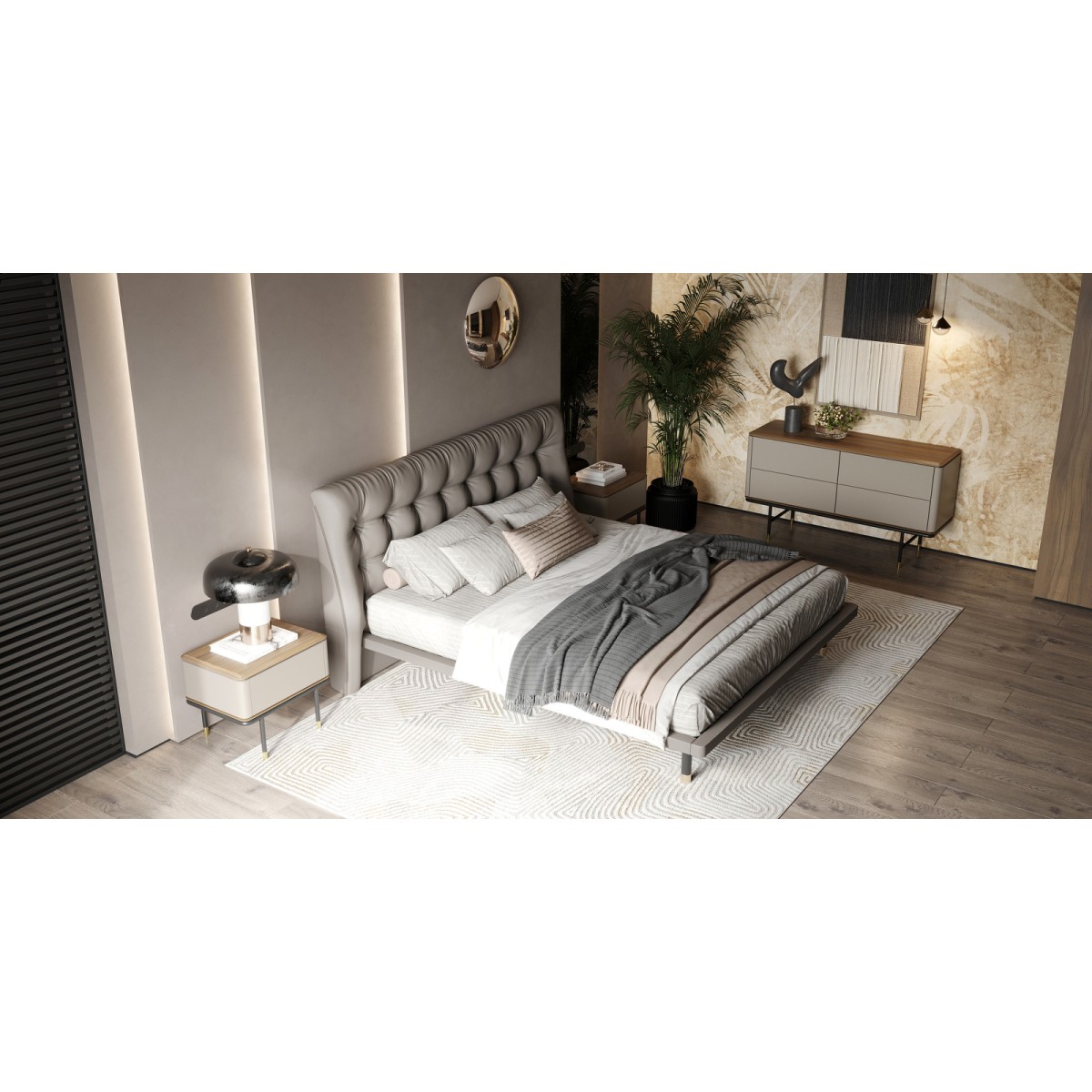 Комод ALTEA, MOD INTERIORS (бежевый, чёрный, золотой, дерево)