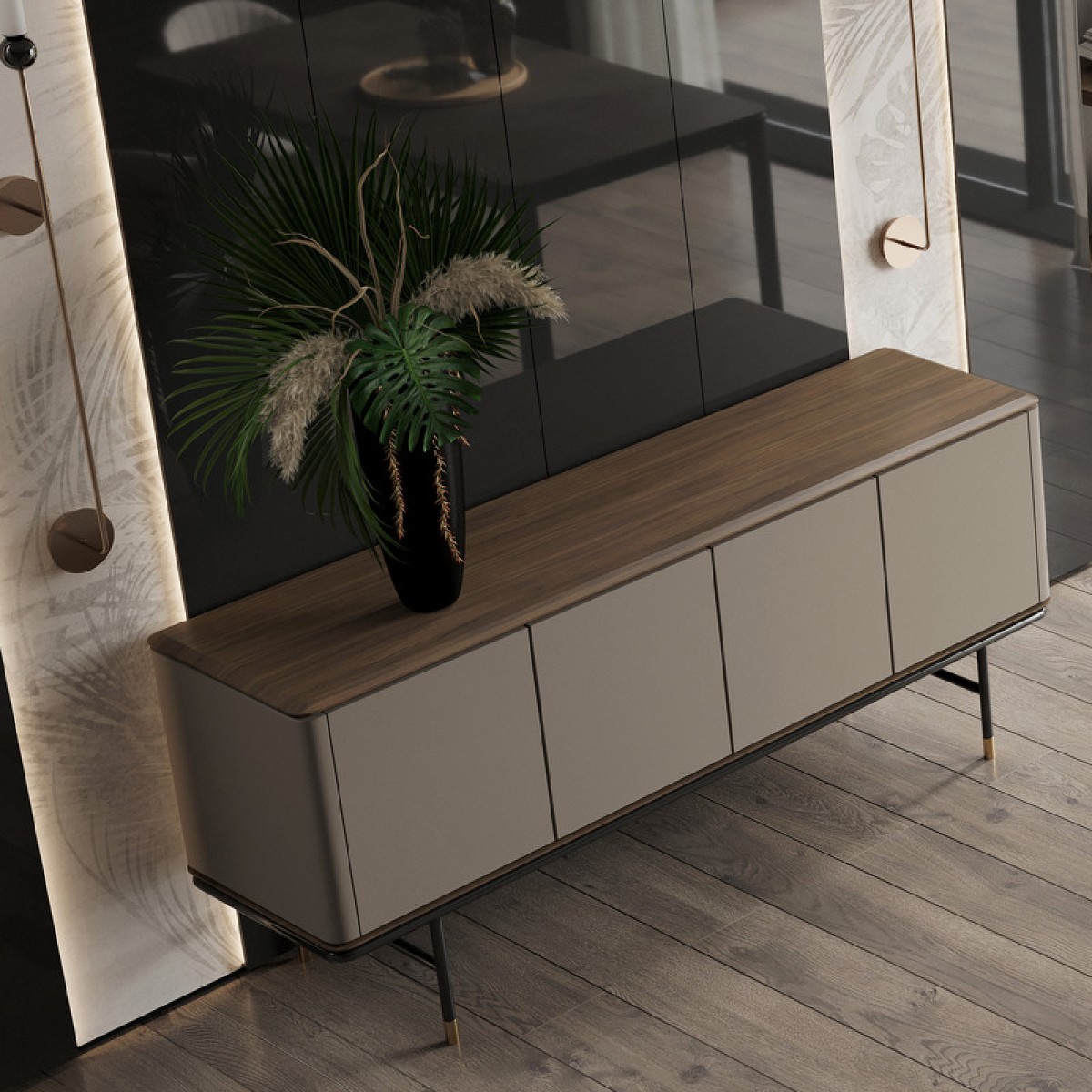 Буфет ALTEA, MOD INTERIORS (бежевый, чёрный, золотой, дерево)