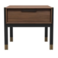 Прикроватная тумбочка BENISSA, MOD INTERIORS (чёрный, золотой, дерево)