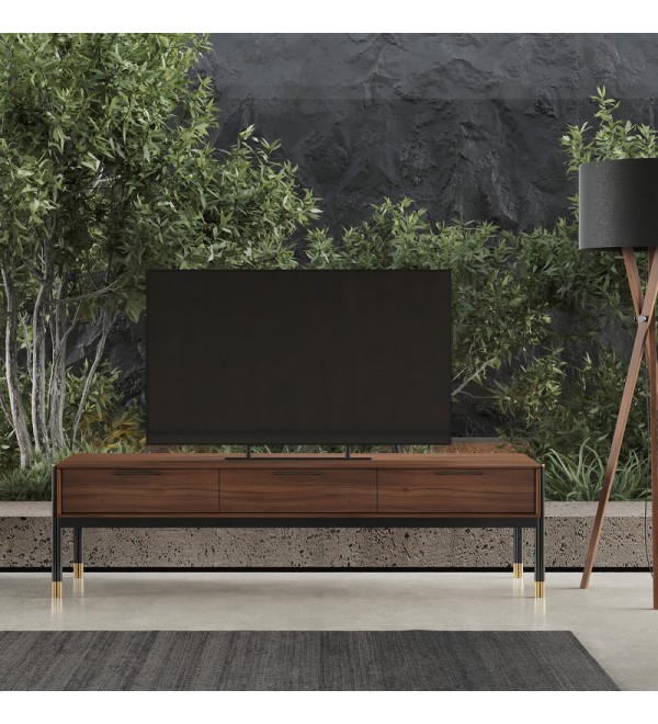 Тумба под TV BENISSA, MOD INTERIORS (чёрный, золотой, дерево)