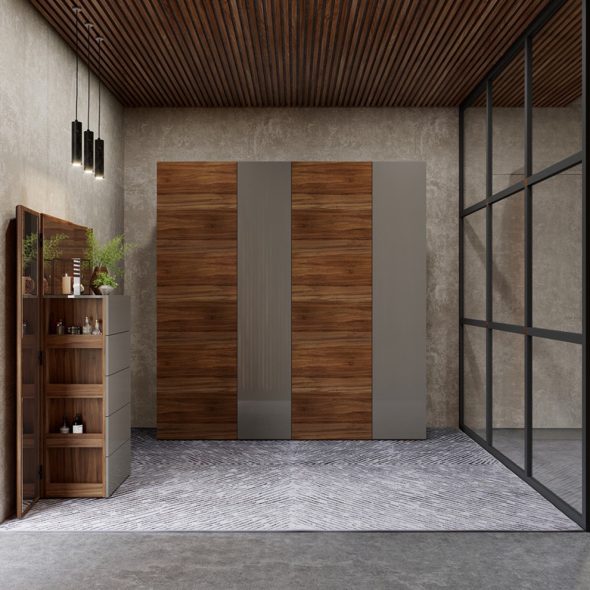 Гардероб AVILA, MOD INTERIORS (серый, дерево)