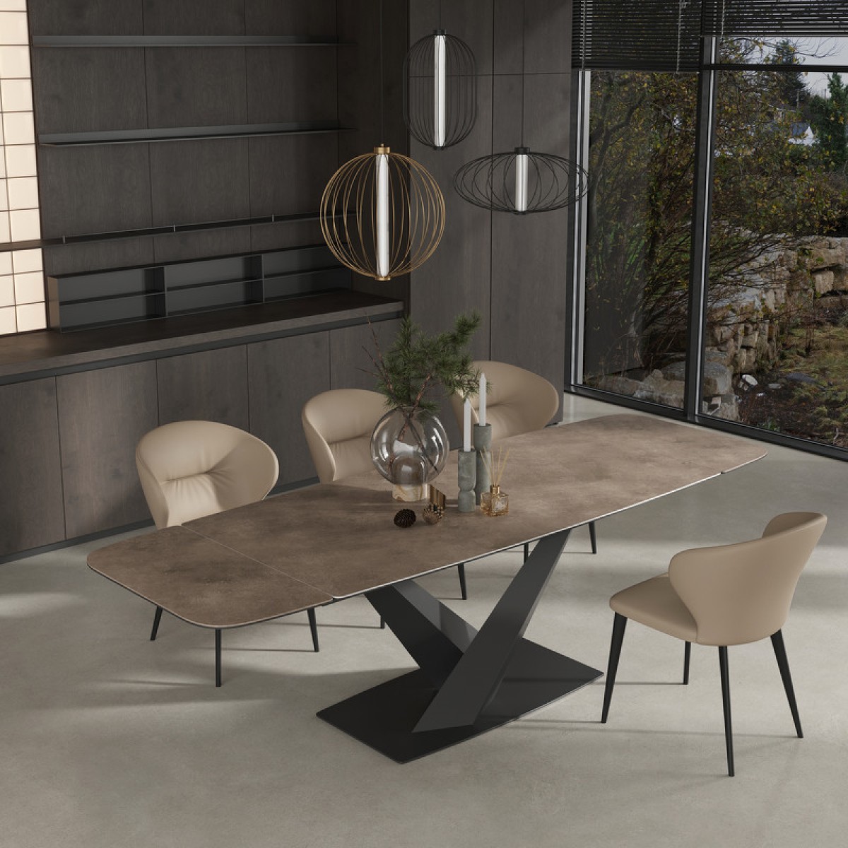 Обеденный стол раздвижной TOLEDO, MOD INTERIORS (чёрный, серебристый, арт. MDI.DT.TOL.12)