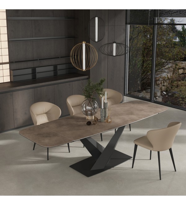 Обеденный стол раздвижной TOLEDO, MOD INTERIORS (чёрный, серебристый, арт. MDI.DT.TOL.12)