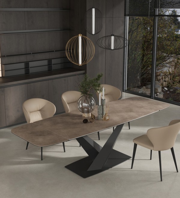Обеденный стол раздвижной TOLEDO, MOD INTERIORS (чёрный, серебристый, арт. MDI.DT.TOL.12)