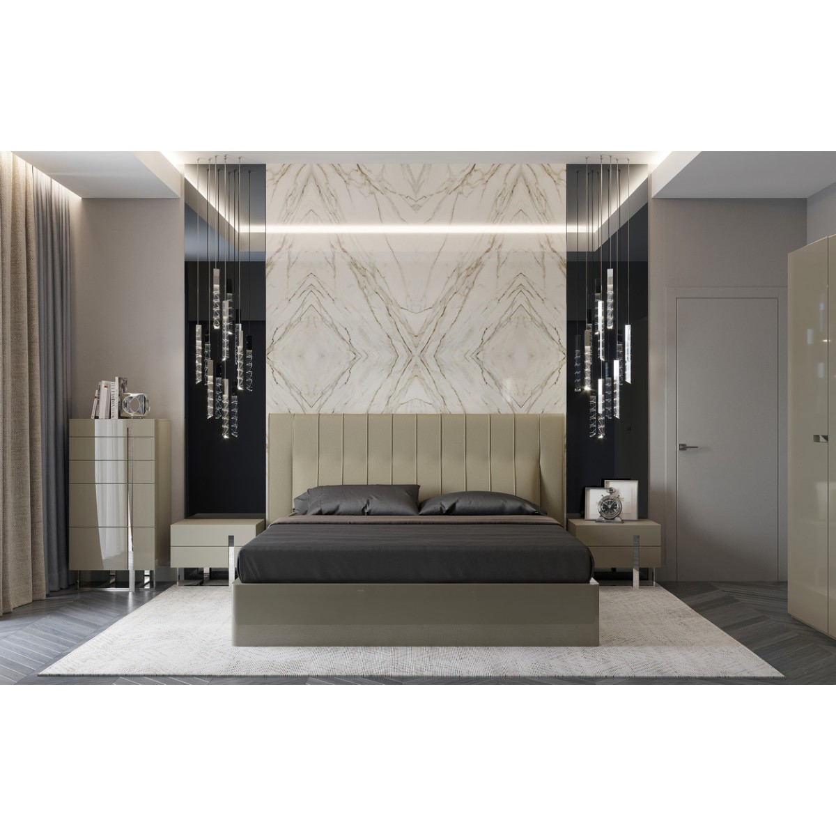 Кровать с подъемным механизмом VIGO, MOD INTERIORS (серый, бежевый, арт. MDI.BD.VC.2)