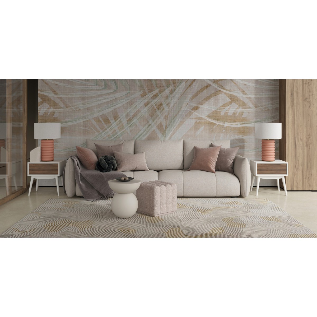 Приставной столик WABI SABI, MOD INTERIORS (белый, бежевый, арт. MDI.ST.WS.23)