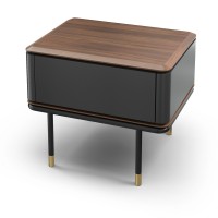 Прикроватная тумбочка ALTEA, MOD INTERIORS (серый, чёрный, золотой, дерево)