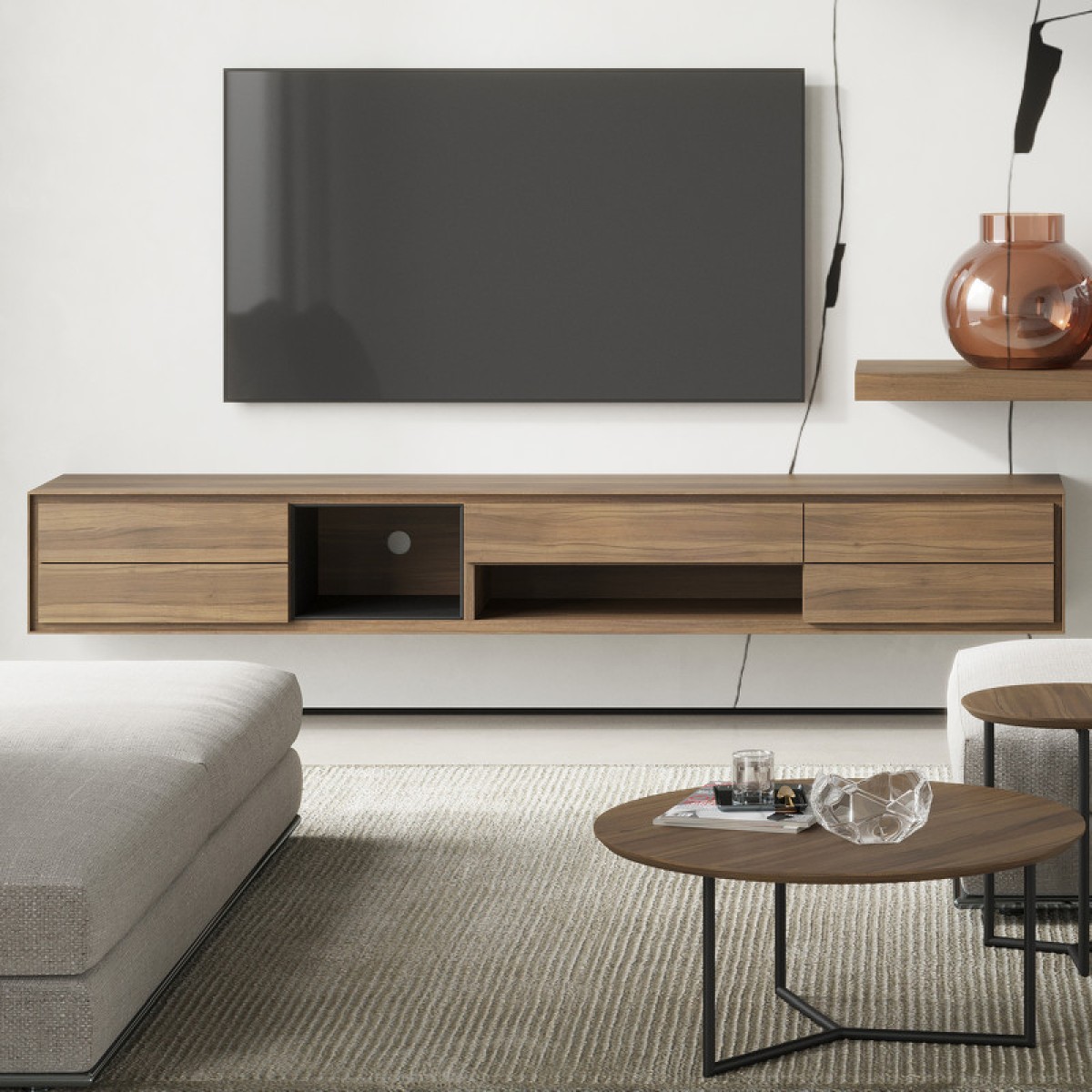 Тумба под TV MIRAMAR, MOD INTERIORS (чёрный, дерево)