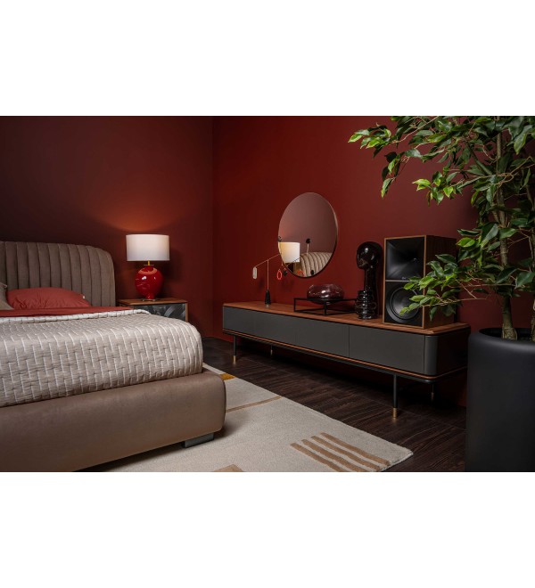 Тумба под TV ALTEA, MOD INTERIORS (серый, чёрный, дерево)