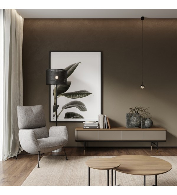 Тумба под TV ALTEA, MOD INTERIORS (бежевый, чёрный, золотой, дерево)