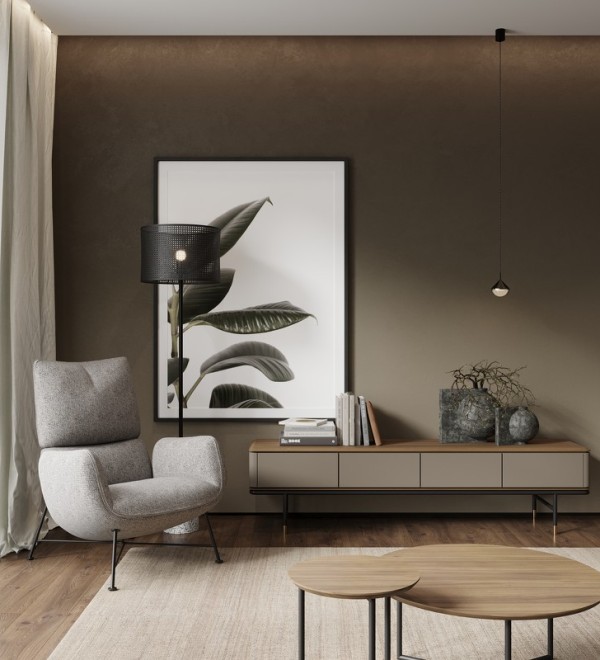 Тумба под TV ALTEA, MOD INTERIORS (бежевый, чёрный, золотой, дерево)