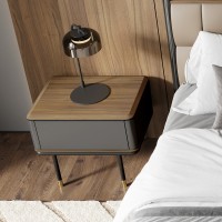 Прикроватная тумбочка ALTEA, MOD INTERIORS (серый, чёрный, золотой, дерево)