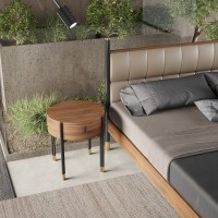 Прикроватная тумбочка BENISSA, MOD INTERIORS (чёрный, дерево)