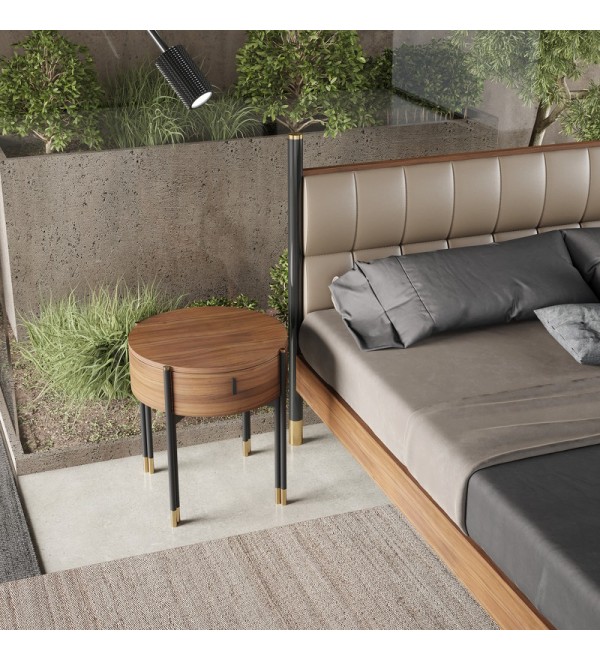 Прикроватная тумбочка BENISSA, MOD INTERIORS (чёрный, дерево)