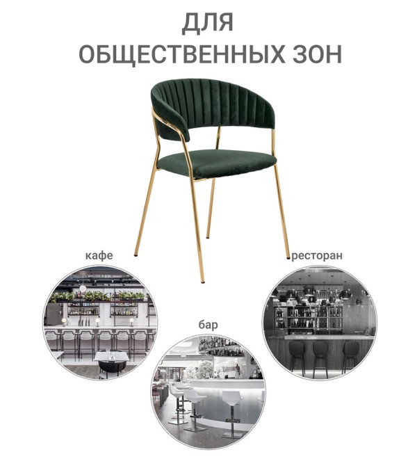 Комплект из 4-х стульев Turin зеленый, золотые ножки