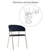 Комплект из 4-х стульев Turin чёрный с золотыми ножками