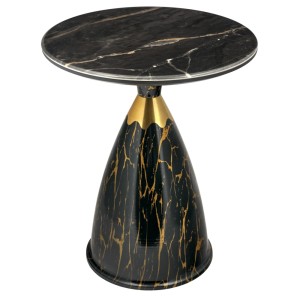 Кофейный столик Secret диам.40см x 54см, чёрный мрамор, металл, керамика